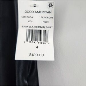 NWT Good American Faux Leather Midi Skirt